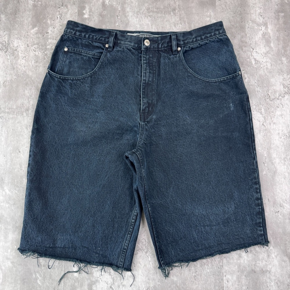 Vintage Anchor Blue Baggy Shorts Mens 38 Denim Skater Jean Distressed Y2K